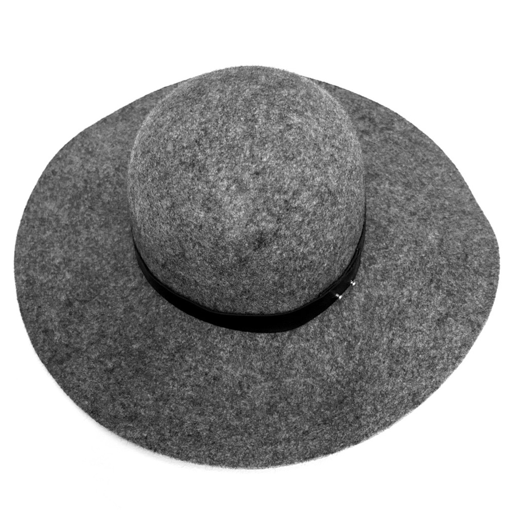 Lucky Brand Grey Wool Wide Brim Hat